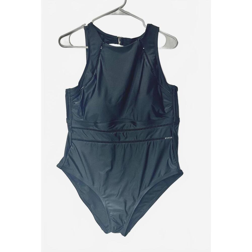 SHADE & SHORE, Black Swimsuit size 16, High Neck, One Piece NEW